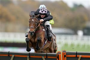 ASCOT, ENGLAND - NOVEMBER 21: James Bowen riding Shang Tang clear the last to win The Coral 'Fail To Finish' Free Bet Novices' Hurdle at Ascot Racecourse on November 21, 2020 in Ascot, England. Owners are allowed to attend if they have a runner at the meeting otherwise racing remains behind closed doors to the public due to the Coronavirus pandemic. (Photo by Alan Crowhurst/Getty Images)