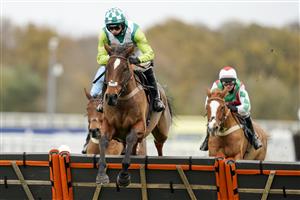 ASCOT, ENGLAND - NOVEMBER 21: Harry Cobden riding Southfield Harvest in action during The Coral 'Fail To Finish' Free Bet Novices' Hurdle at Ascot Racecourse on November 21, 2020 in Ascot, England. Owners are allowed to attend if they have a runner at the meeting otherwise racing remains behind closed doors to the public due to the Coronavirus pandemic. (Photo by Alan Crowhurst/Getty Images)