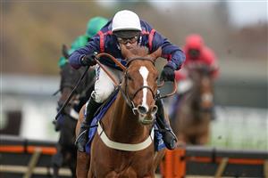 ASCOT, ENGLAND - NOVEMBER 21: Nico de Boinville riding Song For Someone clear the last to win The Coral Hurdle at Ascot Racecourse on November 21, 2020 in Ascot, England. Owners are allowed to attend if they have a runner at the meeting otherwise racing remains behind closed doors to the public due to the Coronavirus pandemic. (Photo by Alan Crowhurst/Getty Images)