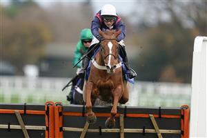ASCOT, ENGLAND - NOVEMBER 21: Nico de Boinville riding Song For Someone clear the last to win The Coral Hurdle at Ascot Racecourse on November 21, 2020 in Ascot, England. Owners are allowed to attend if they have a runner at the meeting otherwise racing remains behind closed doors to the public due to the Coronavirus pandemic. (Photo by Alan Crowhurst/Getty Images)