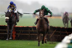 MANCHESTER, ENGLAND - NOVEMBER 21: Llandinabo Lad ridden by Richard Johnson on their way to winning the Betfair Weighed In Podcast Newton Novices' Hurdle at Haydock Park, Merseyside on November 21, 2020 in Manchester, England. (Photo by Mike Egerton - Pool/Getty Images)
