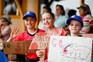 SYDNEY, AUSTRALIA - NOVEMBER 22: Sixers fans cheer on during the Women's Big Bash League WBBL match between the Melbourne Stars and the Sydney Sixers at North Sydney Oval, on November 22, 2020, in Sydney, Australia. (Photo by Hanna Lassen/Getty Images)