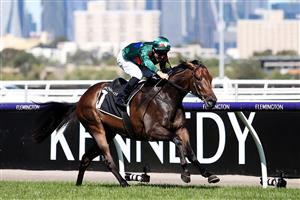 MELBOURNE, AUSTRALIA - FEBRUARY 29: Ryan Maloney riding Alligator Blood wins Race 7 the Kennedy Australian Guineas during Melbourne Racing at Flemington Racecourse on February 29, 2020 in Melbourne, Australia. (Photo by Jack Thomas/Getty Images)