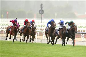 MELBOURNE, AUSTRALIA - FEBRUARY 15: Jockey Ryan Maloney rides Alligator Blood to win race 5 the CS Hayes Stakes during Melbourne Racing at Flemington Racecourse on February 15, 2020 in Melbourne, Australia. (Photo by Kelly Defina/Getty Images)