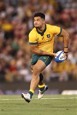 NEWCASTLE, AUSTRALIA - NOVEMBER 21: Hunter Paisami of Australia during the 2020 Tri-Nations match between the Australian Wallabies and the Argentina Pumas at McDonald Jones Stadium on November 21, 2020 in Newcastle, Australia. (Photo by Cameron Spencer/Getty Images)