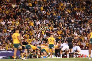 NEWCASTLE, AUSTRALIA - NOVEMBER 21: The crowd enjoy the game during the 2020 Tri-Nations match between the Australian Wallabies and the Argentina Pumas at McDonald Jones Stadium on November 21, 2020 in Newcastle, Australia. (Photo by Cameron Spencer/Getty Images)