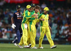 SYDNEY, AUSTRALIA - NOVEMBER 27: Adam Zampa of Australia celebrates after taking the wicket of Shikhar Dhawan of India during game one of the One Day International series between Australia and India at Sydney Cricket Ground on November 27, 2020 in Sydney, Australia. (Photo by Ryan Pierse/Getty Images)