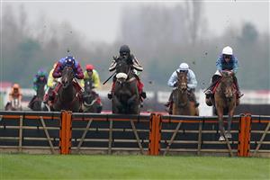 NEWBURY, ENGLAND - NOVEMBER 27: Richard Johnson riding Thyme Hill (R) clear the last to win The Ladbrokes Long Distance Hurdle at Newbury Racecourse on November 27, 2020 in Newbury, England. Owners are allowed to attend if they have a runner at the meeting otherwise racing remains behind closed doors to the public due to the Coronavirus pandemic. (Photo by Alan Crowhurst/Getty Images)