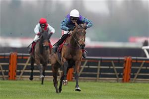 NEWBURY, ENGLAND - NOVEMBER 27: Richard Johnson riding Thyme Hill clear the last to win The Ladbrokes Long Distance Hurdle at Newbury Racecourse on November 27, 2020 in Newbury, England. Owners are allowed to attend if they have a runner at the meeting otherwise racing remains behind closed doors to the public due to the Coronavirus pandemic. (Photo by Alan Crowhurst/Getty Images)