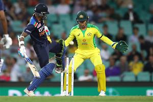 SYDNEY, AUSTRALIA - NOVEMBER 27: Shikhar Dhawan of India kicks the ball to stop it hitting his stumps during game one of the One Day International series between Australia and India at Sydney Cricket Ground on November 27, 2020 in Sydney, Australia. (Photo by Mark Kolbe/Getty Images)