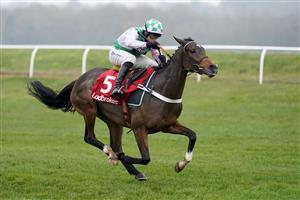 NEWBURY, ENGLAND - NOVEMBER 28: Jeremiah McGrath riding Floressa clear the last to win The Ladbrokes Committed To Safer Gambling Intermediate Hurdle at Newbury Racecourse on November 28, 2020 in Newbury, England. Owners are allowed to attend if they have a runner at the meeting otherwise racing remains behind closed doors to the public due to the Coronavirus pandemic. (Photo by Alan Crowhurst/Getty Images)