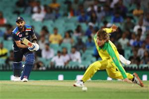 SYDNEY, AUSTRALIA - NOVEMBER 29: Virat Kohli of India plays a shot past Adam Zampa of Australia during game two of the One Day International series between Australia and India at Sydney Cricket Ground on November 29, 2020 in Sydney, Australia. (Photo by Cameron Spencer/Getty Images)