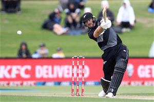 TAURANGA, NEW ZEALAND - NOVEMBER 29: Martin Guptill of New Zealand bats during game two of the International Twenty20 series between New Zealand and the West Indies at Bay Oval on November 29, 2020 in Tauranga, New Zealand. (Photo by Phil Walter/Getty Images)