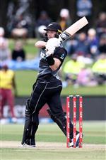 TAURANGA, NEW ZEALAND - NOVEMBER 29: Glenn Phillips of New Zealand bats during game two of the International Twenty20 series between New Zealand and the West Indies at Bay Oval on November 29, 2020 in Tauranga, New Zealand. (Photo by Phil Walter/Getty Images)