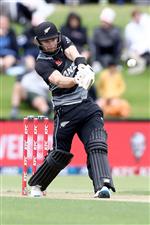 TAURANGA, NEW ZEALAND - NOVEMBER 29: Glenn Phillips of New Zealand bats during game two of the International Twenty20 series between New Zealand and the West Indies at Bay Oval on November 29, 2020 in Tauranga, New Zealand. (Photo by Phil Walter/Getty Images)