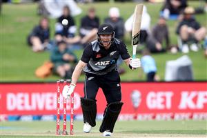TAURANGA, NEW ZEALAND - NOVEMBER 29: Glenn Phillips of New Zealand bats during game two of the International Twenty20 series between New Zealand and the West Indies at Bay Oval on November 29, 2020 in Tauranga, New Zealand. (Photo by Phil Walter/Getty Images)