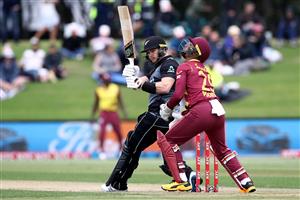 TAURANGA, NEW ZEALAND - NOVEMBER 29: Glenn Phillips of New Zealand bats during game two of the International Twenty20 series between New Zealand and the West Indies at Bay Oval on November 29, 2020 in Tauranga, New Zealand. (Photo by Phil Walter/Getty Images)