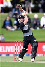 TAURANGA, NEW ZEALAND - NOVEMBER 29: Tim Seifert of New Zealand bats during game two of the International Twenty20 series between New Zealand and the West Indies at Bay Oval on November 29, 2020 in Tauranga, New Zealand. (Photo by Phil Walter/Getty Images)