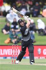 TAURANGA, NEW ZEALAND - NOVEMBER 29: Glenn Phillips of New Zealand bats during game two of the International Twenty20 series between New Zealand and the West Indies at Bay Oval on November 29, 2020 in Tauranga, New Zealand. (Photo by Phil Walter/Getty Images)