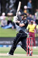 TAURANGA, NEW ZEALAND - NOVEMBER 29: Glenn Phillips of New Zealand bats during game two of the International Twenty20 series between New Zealand and the West Indies at Bay Oval on November 29, 2020 in Tauranga, New Zealand. (Photo by Phil Walter/Getty Images)