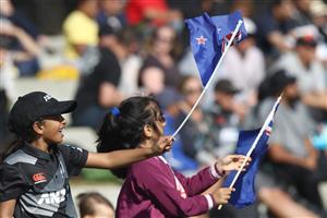 TAURANGA, NEW ZEALAND - NOVEMBER 29: Fans during game two of the International Twenty20 series between New Zealand and the West Indies at Bay Oval on November 29, 2020 in Tauranga, New Zealand. (Photo by Phil Walter/Getty Images)