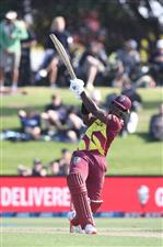 TAURANGA, NEW ZEALAND - NOVEMBER 29: Kyle Mayers of the West Indies bats during game two of the International Twenty20 series between New Zealand and the West Indies at Bay Oval on November 29, 2020 in Tauranga, New Zealand. (Photo by Phil Walter/Getty Images)