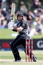 TAURANGA, NEW ZEALAND - NOVEMBER 29: Glenn Phillips of New Zealand bats during game two of the International Twenty20 series between New Zealand and the West Indies at Bay Oval on November 29, 2020 in Tauranga, New Zealand. (Photo by Phil Walter/Getty Images)