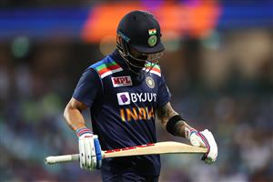 SYDNEY, AUSTRALIA - NOVEMBER 29: Virat Kohli of India leaves the field after being dismissed by Josh Hazlewood of Australia during game two of the One Day International series between Australia and India at Sydney Cricket Ground on November 29, 2020 in Sydney, Australia. (Photo by Cameron Spencer/Getty Images)