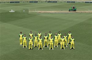 CANBERRA, AUSTRALIA - DECEMBER 01: The Australian ODI team pose for a team photo at Manuka Oval on December 01, 2020 in Canberra, Australia. (Photo by Ryan Pierse/Getty Images)