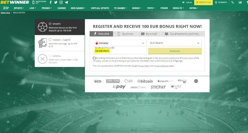 BetWinner promo code