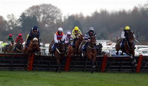 LUDLOW, ENGLAND - DECEMBER 02: Falberto ridden by Jordan Nailor (second right) on their way to winning the Shropshire Mind Novices' Claiming Hurdle at Ludlow Racecourse on December 2, 2020 in Ludlow, England. (Photo by David Davies - Pool/Getty Images)
