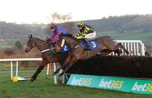 LUDLOW, ENGLAND - DECEMBER 02: Golan Fortune ridden by Kielan Woods (right) goes on to win the Lady Buttons Memorial Beginners' Chase at Ludlow Racecourse on December 2, 2020 in Ludlow, England. (Photo by David Davies - Pool/Getty Images)