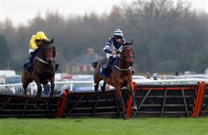 LUDLOW, ENGLAND - DECEMBER 02: Falberto ridden by Jordan Nailor (right) on their way to winning the Shropshire Mind Novices' Claiming Hurdle at Ludlow Racecourse on December 2, 2020 in Ludlow, England. (Photo by David Davies - Pool/Getty Images)