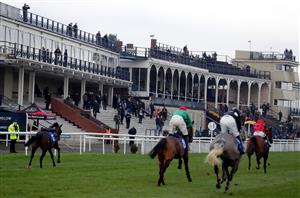 LUDLOW, ENGLAND - DECEMBER 02: Racegoers watch from the grand stand at Ludlow Racecourse on December 2, 2020 in Ludlow, England. (Photo by David Davies - Pool/Getty Images)