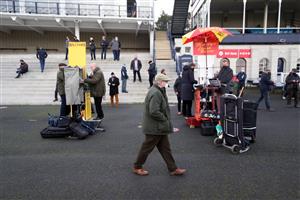 LUDLOW, ENGLAND - DECEMBER 02: Bookmakers at Ludlow Racecourse on December 2, 2020 in Ludlow, England. (Photo by David Davies - Pool/Getty Images)