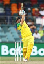 CANBERRA, AUSTRALIA - DECEMBER 02: Aaron Finch of Australia bats during game three of the One Day International series between Australia and India at Manuka Oval on December 02, 2020 in Canberra, Australia. (Photo by Ryan Pierse/Getty Images)