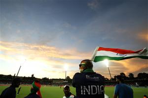 CANBERRA, AUSTRALIA - DECEMBER 02: A general view is seen as supporters wave flags during game three of the One Day International series between Australia and India at Manuka Oval on December 02, 2020 in Canberra, Australia. (Photo by Mark Kolbe/Getty Images)