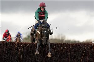 WINCANTON, ENGLAND - DECEMBER 03: Bryan Carver riding Ede'iffs Elton clear the last to win The Weatherbys Racing Bank Foreign Exchange Handicap Chase at Wincanton Racecourse on December 03, 2020 in Wincanton, England. Owners and a limited number of the public are allowed to attend the meeting due to the Coronavirus pandemic. (Photo by Alan Crowhurst/Getty Images)