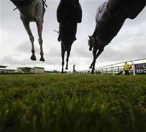 WINCANTON, ENGLAND - DECEMBER 03: A general view as runners clear a fence at Wincanton Racecourse on December 03, 2020 in Wincanton, England. Owners and a limited number of the public are allowed to attend the meeting due to the Coronavirus pandemic. (Photo by Alan Crowhurst/Getty Images)