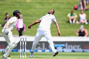 HAMILTON, NEW ZEALAND - DECEMBER 03: Shannon Gabriel of the West Indies bowls during day one of the First Test match in the series between New Zealand and the West Indies at Seddon Park on December 03, 2020 in Hamilton, New Zealand. (Photo by Kai Schwoerer/Getty Images)