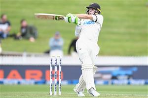 HAMILTON, NEW ZEALAND - DECEMBER 03: Tom Latham of New Zealand bats during day one of the First Test match in the series between New Zealand and the West Indies at Seddon Park on December 03, 2020 in Hamilton, New Zealand. (Photo by Kai Schwoerer/Getty Images)