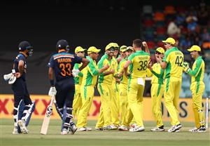 CANBERRA, AUSTRALIA - DECEMBER 02: Josh Hazlewood of Australia celebrates after taking the wicket of Virat Kohli of India during game three of the One Day International series between Australia and India at Manuka Oval on December 02, 2020 in Canberra, Australia. (Photo by Ryan Pierse/Getty Images)