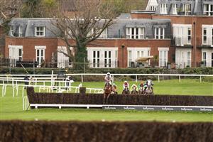 ESHER, ENGLAND - DECEMBER 04: Jamie Moore riding Darebin (L) clear the second last to win The Londesborough Handicap Chase at Sandown Park on December 04, 2020 in Esher, England. Owners and a limited number of the public are allowed to attend the meeting due to the Coronavirus pandemic. (Photo by Alan Crowhurst/Getty Images)