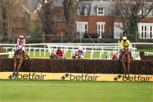 ESHER, ENGLAND - DECEMBER 04: Albi Tufnell riding Call Me Vic (yellow) clear the last to win The Sandown Park Amateur Jockeys' Handicap Chase at Sandown Park on December 04, 2020 in Esher, England. Owners and a limited number of the public are allowed to attend the meeting due to the Coronavirus pandemic. (Photo by Alan Crowhurst/Getty Images)