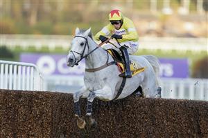 ESHER, ENGLAND - DECEMBER 05: Harry Skelton riding Politologue clear the last to win The Betfair Tingle Creek Chase at Sandown Park on December 05, 2020 in Esher, England. Owners and a limited number of the public are allowed to attend the meeting due to the Coronavirus pandemic. (Photo by Alan Crowhurst/Getty Images)