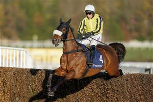 ESHER, ENGLAND - DECEMBER 05: Harry Skelton riding Allmankind clear the last to win The Planteur At Chapel Stud Henry VIII Novices' Chase at Sandown Park on December 05, 2020 in Esher, England. Owners and a limited number of the public are allowed to attend the meeting due to the Coronavirus pandemic. (Photo by Alan Crowhurst/Getty Images)