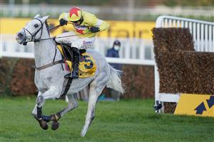 ESHER, ENGLAND - DECEMBER 05: Harry Skelton riding Politologue clear the last to win The Betfair Tingle Creek Chase at Sandown Park on December 05, 2020 in Esher, England. Owners and a limited number of the public are allowed to attend the meeting due to the Coronavirus pandemic. (Photo by Alan Crowhurst/Getty Images)