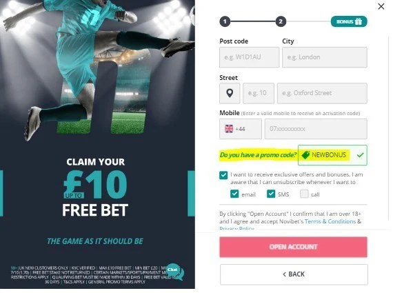 novibet bonus code NEWBONUS