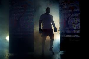 BRISBANE, AUSTRALIA - DECEMBER 03: Justis Huni walks out for his fight against Arsene Fosso in the Australian Heavyweight Title fight at Fortitude Music Hall on December 03, 2020 in Brisbane, Australia. (Photo by Chris Hyde/Getty Images)