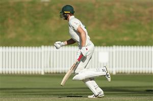 SYDNEY, AUSTRALIA - DECEMBER 07: Cameron Green of Australia A celebrates after hitting a century during day two of the three-day tour match between Australia A and India A at Drummoyne Oval on December 07, 2020 in Sydney, Australia. (Photo by Mark Metcalfe/Getty Images)